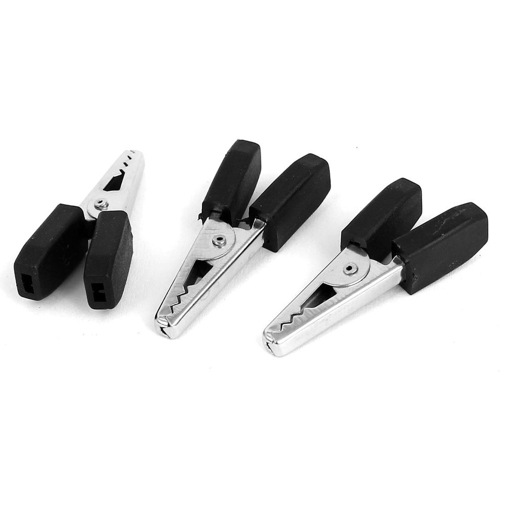 Aexit Width Alligator Electrical Testing Clips Test Work Clamps Black 5mm Jaw Open Voltage Testers 3 Pcs