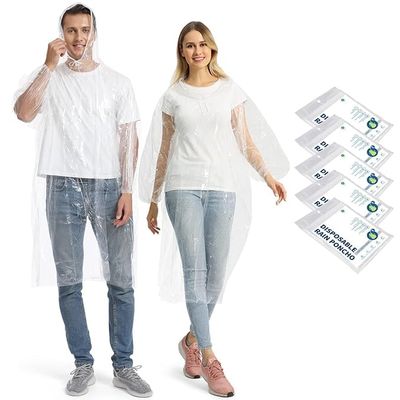 Opret 5 Pack Rain Ponchos, Disposable Emergency Ponchos Bulk Unisex Waterproof Raincoat for Adults with Drawstring Hood