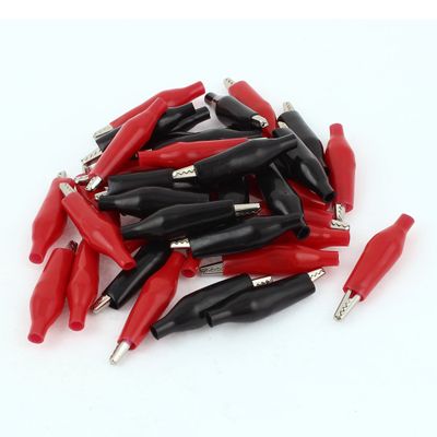 Aexit 38pcs Crocodile Electrical Testing Alligator Test Clip for Electrical Jumpers Voltage Testers Wire Cable