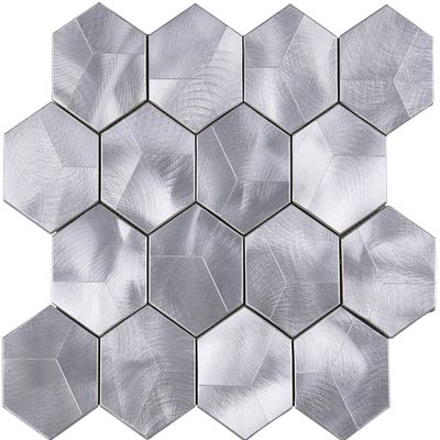 Tile Generation TAFDG-05 3D Hexagon Aluminum Metal Mosaic Tile Kitchen and Bath Backsplash Wall Tile (10 Sheets)