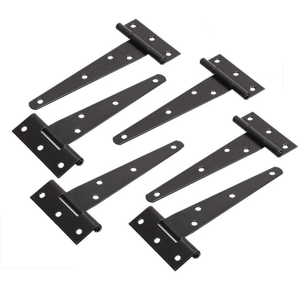 TamBee 6 Pcs 5 Inch T-Strap Light Duty Barn Door Hinges for Shed Gate