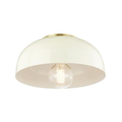 Mitzi H199501S-AGB/CR Avery - 1 Light Flush Mount 7 inches Tall and 11 inches Wide - Aged Brass/Cream