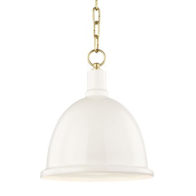Mitzi H238701S-AGB/CR Blair - 1 Light Pendant 12.5 inches Tall and 11 inches Wide - Aged Brass/Cream Finish