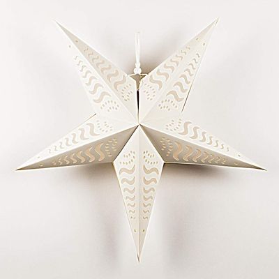 PaperLanternStore.com 24 Inch Solid White Tidal Waves Cut-Out Paper Star Lantern, Hanging Decoration by Quasimoon