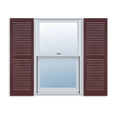 Exterior Solutions Standard Louver Exterior Vinyl Shutter, Burgundy (Pair), 15 Inch x 47 Inch