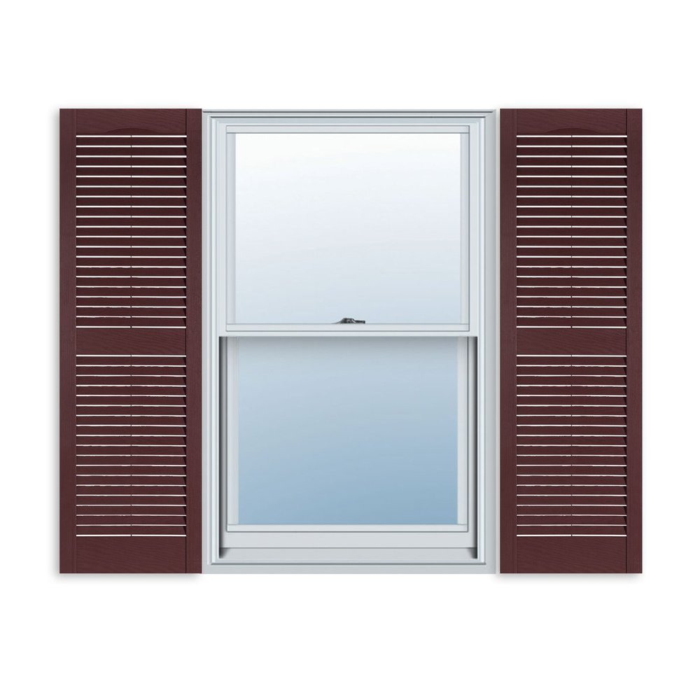 Exterior Solutions Standard Louver Exterior Vinyl Shutter, Burgundy (Pair), 15 Inch x 47 Inch