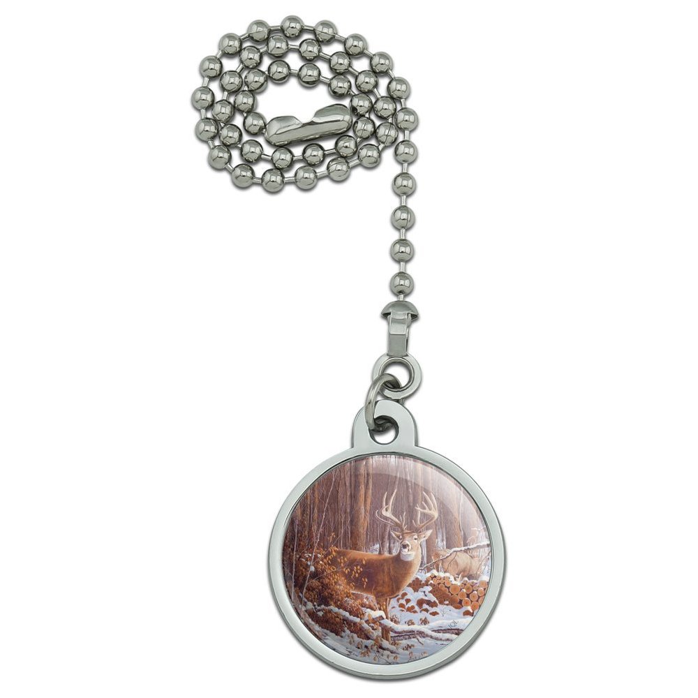 GRAPHICS & MORE Deer Behind Cabin at Woodpile Ceiling Fan and Light Pull Chain