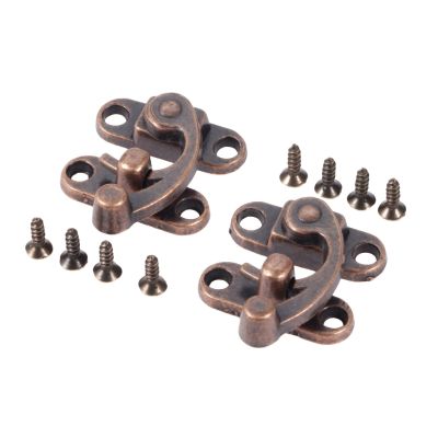 dophee 2Pcs Antique Red Bronze Right Hook Hasp Latch with Screw, 1.14"x1.3"