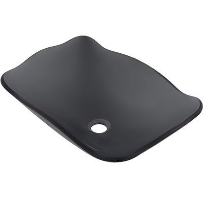 Novatto TIS-317G RETTANGOLARE Glass Vessel Bathroom Sink, Clear Black