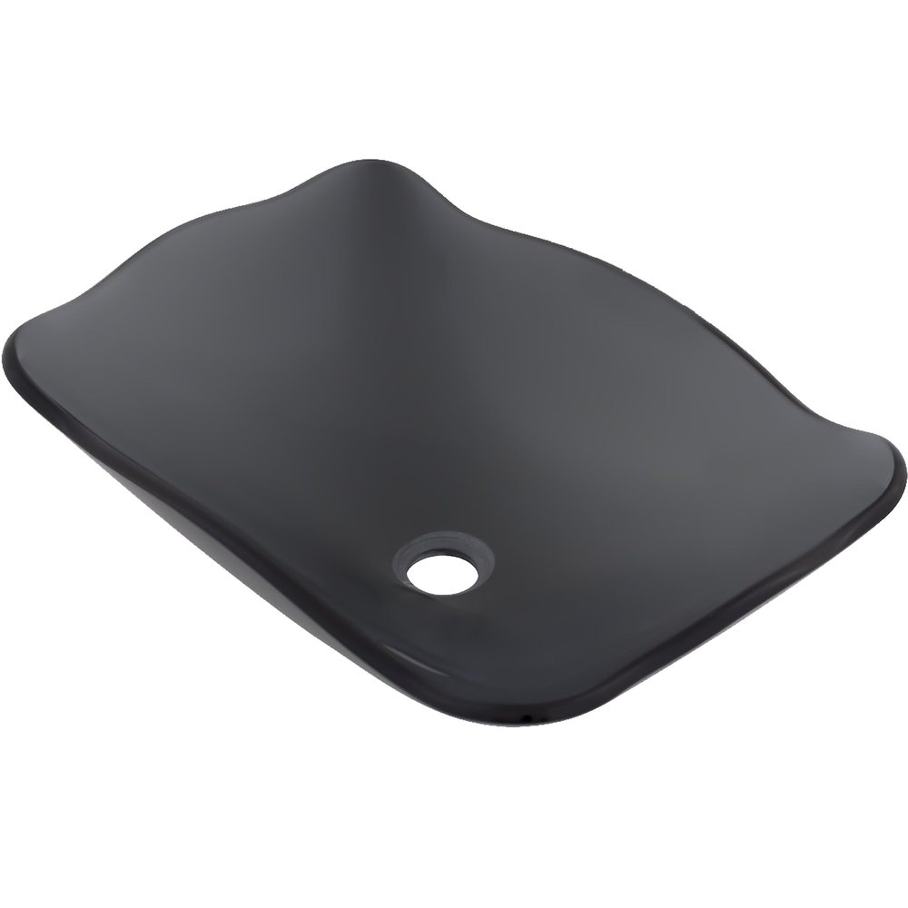 Novatto TIS-317G RETTANGOLARE Glass Vessel Bathroom Sink, Clear Black