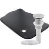 Novatto TIS-317G RETTANGOLARE Glass Vessel Bathroom Sink, Clear Black view 4