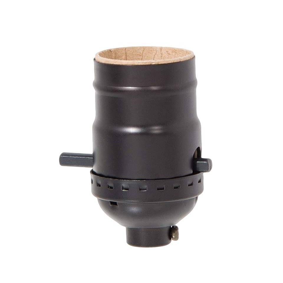 B&P Lamp Brass Socket, Antique Bronze Finish, Push-Thru, On/Off Function, No Uno Thread Shell