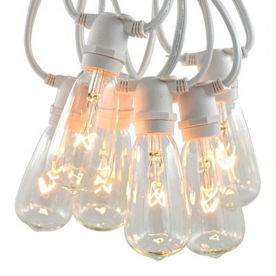 Commercial Vintage Edison String Lights (ST40 Clear - White Wire, 50 Foot)