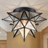 DAYCENT Moravian Star Light Flush Mount with Seeded Glass Shade view 3