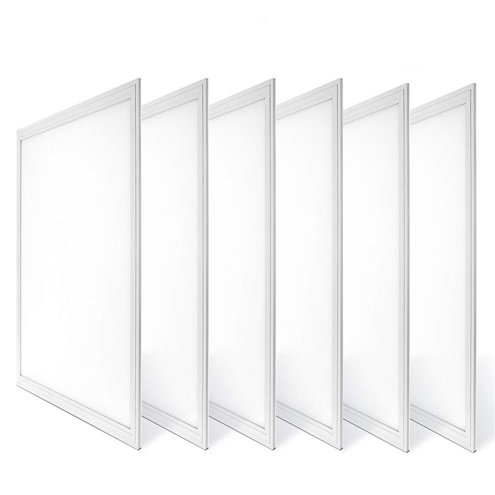 2x2FT Flush Mount LED Flat Panel Light 40W 4800LM 0-10V Dimmable 5000K Natural White, 280W Equiv. Ultra Slim LED Ceiling Troffer Light Fixture, Nationwide Rebate Program Eligible Lighting Facts 6 Pack