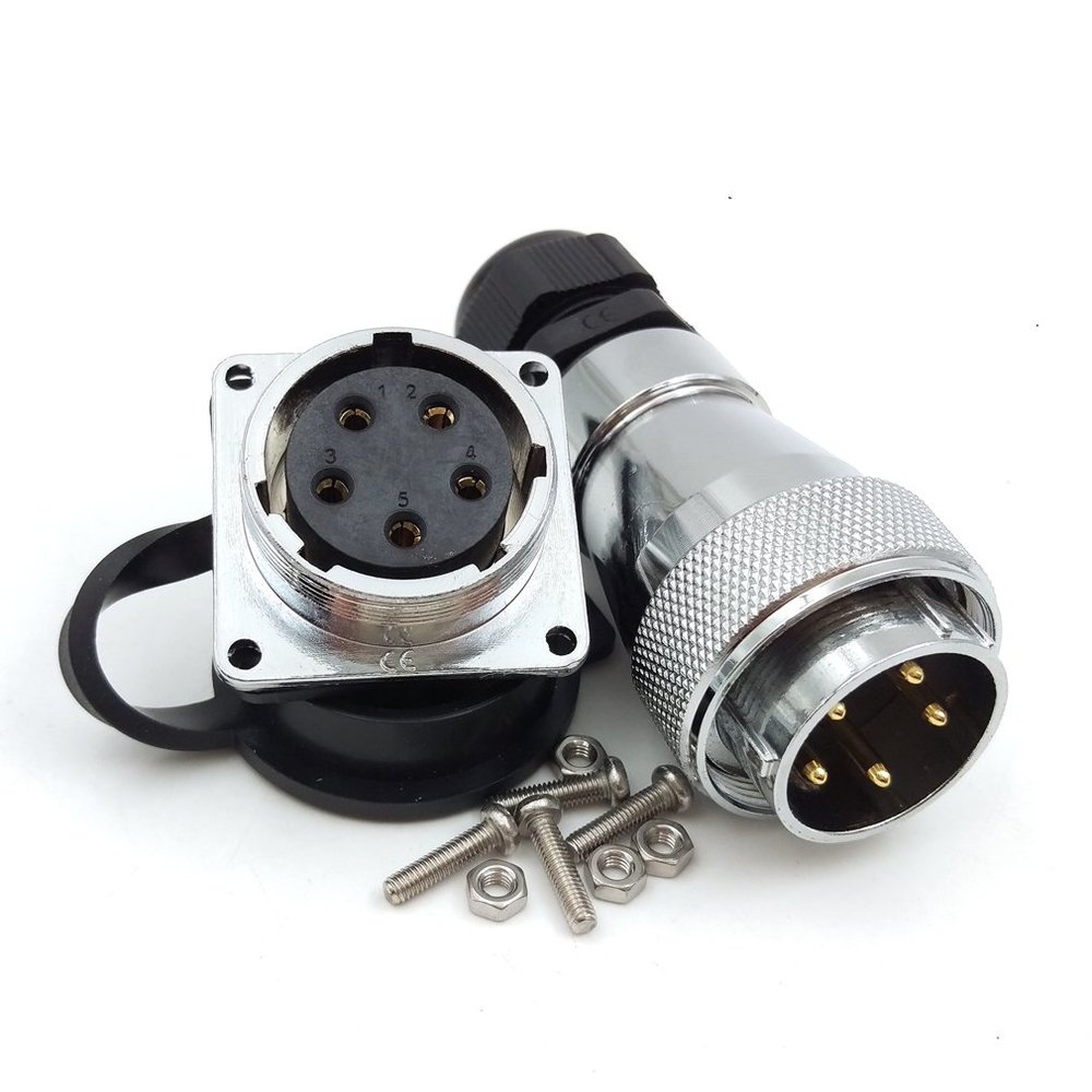 WF28 5pin Industrial High Voltage Power Connector, Aviation Bulkhead Auto Connector Plug Socket 25A 500V Adapter(5PIN, 5SET)