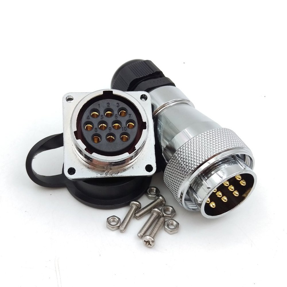 WF28 10 pin Industrial Electrical Power Cable Connector, 10 pins Waterproof Connector IP67, Welded Male Female Aviation Bulkhead Waterproof Connector(10PIN, 3SET)