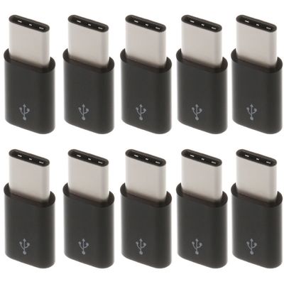 10 Pack Adapter Converter for Micro USB to USB 3.1 Type-C Data Connector for LG G5 Google Nexus 6P Samsung Galaxy S8 Note 7 (Black)