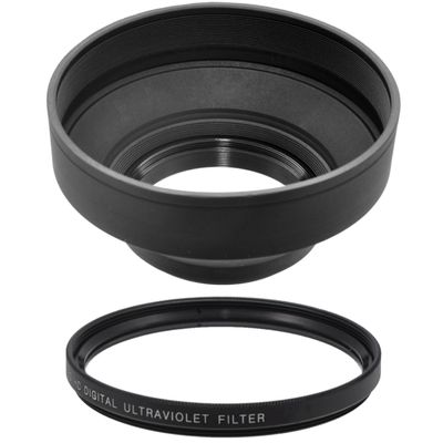 58MM UV Filter + 58mm Rubber Lens Hood f/Canon EF 50mm f/1.4 USM, Canon 75-300mm (III or USM) 55-250mm (is+is-STM) 18-55mm (is+is-STM) 58 mm Ultraviolet Filter & 58 mm Lens Hood 58mm Rubber Lens Hood