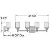 Access Lighting - HI Access 62512LEDD-BS/CSL Contemporary Modern LED Vanity from Perch Collection in Pewter, Nickel, Silver Finish, 4 Light, Brushed Steel view 2