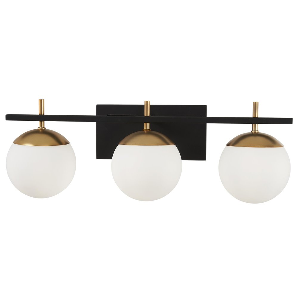 GEORGE KOVACS P1353-618 Alluria Vanity Bath Light, 3-Light, 225 Total Watts, 8.5-in H x 24-in W, Weathered Black with Autumn Gold