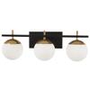 GEORGE KOVACS P1353-618 Alluria Vanity Bath Light, 3-Light, 225 Total Watts, 8.5-in H x 24-in W, Weathered Black with Autumn Gold view 1