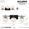 GEORGE KOVACS P1353-618 Alluria Vanity Bath Light, 3-Light, 225 Total Watts, 8.5-in H x 24-in W, Weathered Black with Autumn Gold view 4