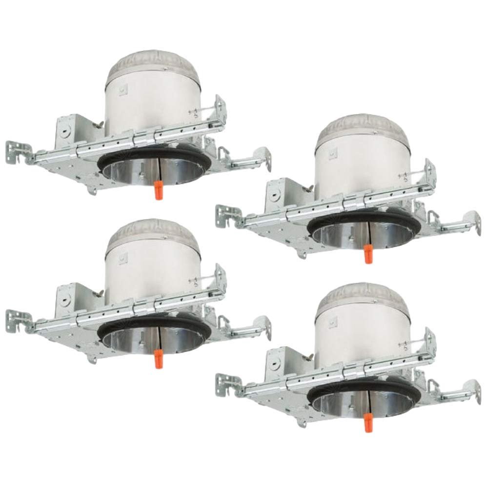 6" Inch New Construction Recessed Lighting LED Housing, High Hat Pot Light Can Air Tight, IC Rated, TP24 (Pack of 4)