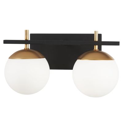 GEORGE KOVACS P1352-618 Alluria Vanity Bath Light, 2-Light, 150 Total Watts, 8.5-in H x 15-in W, Weathered Black with Autumn Gold