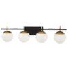 GEORGE KOVACS P1354-618 Alluria Vanity Bath Light, 4-Light, 300 Total Watts, 8.5-in H x 33-in W, Weathered Black with Autumn Gold view 1