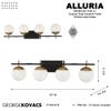 GEORGE KOVACS P1354-618 Alluria Vanity Bath Light, 4-Light, 300 Total Watts, 8.5-in H x 33-in W, Weathered Black with Autumn Gold view 4