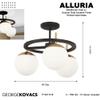 GEORGE KOVACS P1357-618 Alluria Semi-Flush, 3-Light, 225 Total Watts, 12.5-in H x 18-in W, Weathered Black with Autumn Gold view 4