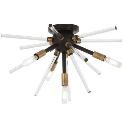 George Kovacs P1799-416 Spiked Flush Mount, 240 Watt Incandescent, Painted Bronze with Natural Brushed Brass
