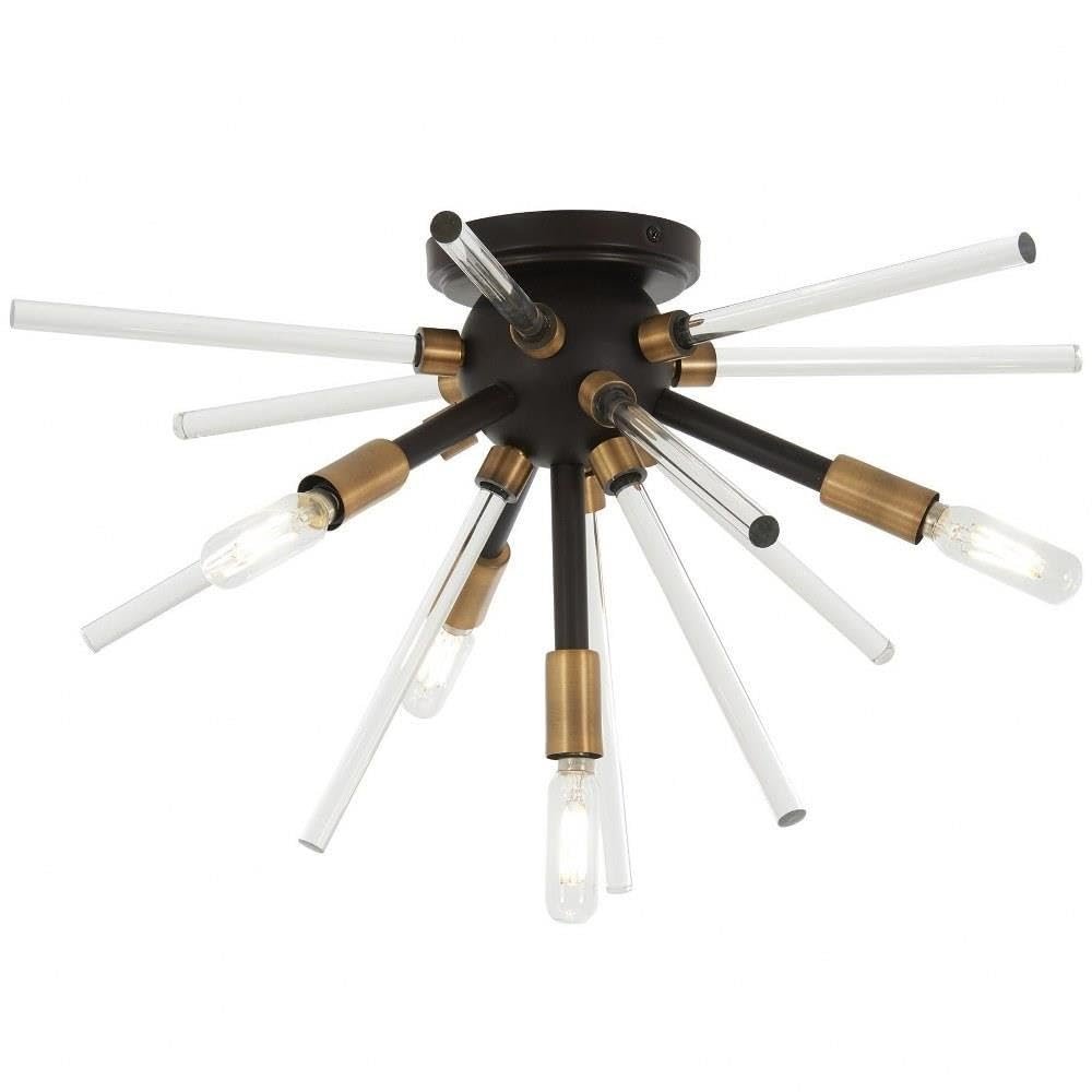 George Kovacs P1799-416 Spiked Flush Mount, 240 Watt Incandescent, Painted Bronze with Natural Brushed Brass