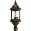 Progress Lighting Ashmore Collection 3-Light Water Seeded Glass New Traditional Outdoor Post Lantern Light Antique Bronze view 1