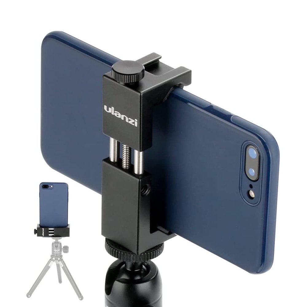 ULANZI ST-02S Aluminum Phone Tripod Mount w Cold Shoe Mount, Support Vertical and Horizontal, Universal Metal Adjustable Clamp for iPhone 12 11 Pro Xs X Max 8 7 Plus Samsung Android Smartphones