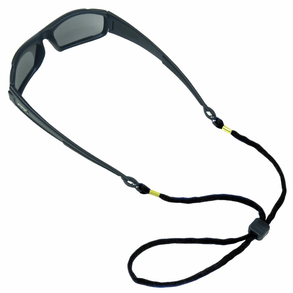 Chums Safety 12220 Cotton Eyewear Retainer with Center Punched Breakaway, Black (Pack of 6)