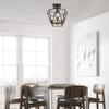 Globe Electric 65979 Sansa 3-Light Semi-Flush Mount Ceiling Light, Dark Bronze Finish, Antique Brass Accents view 4