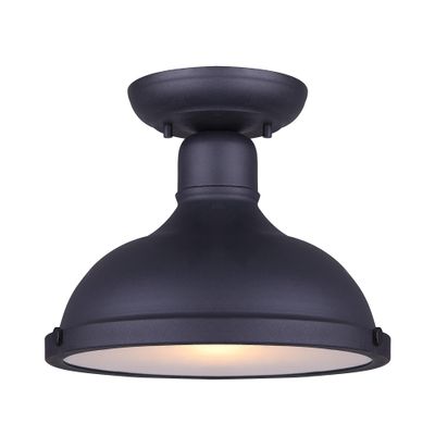 Canarm Marcella 1-Light Outdoor Ceiling Light, 12-Inch Black Semi-Flush Frosted Glass Durable Wet-Rated Modern Outdoor Lighting for Porch and Entryway