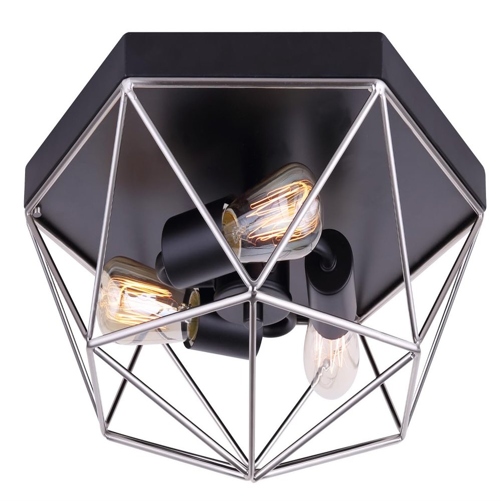 Canarm IFM676A15BKN Greer Flush Mount Light with Matte Black & Brushed Nickel