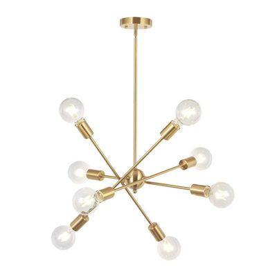 8 Lights Modern Sputnik Chandelier Lighting with Adjustable Arms Mid Century Pendant Light Vintage Industrial Farmhouse Ceiling Light Fixture Brushed Brass by BONLICHT