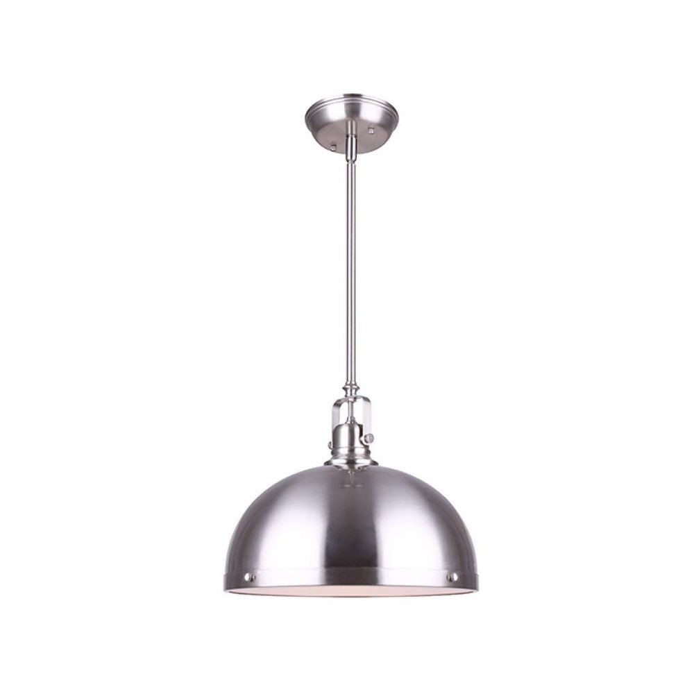 Canarm Polo 1 Outdoor Pendant Light in Brushed Nickel with Frosted Glass