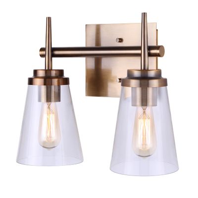 Canram IVL703A02GD Perla Vanity Light with Clear Glass & Gold Finish