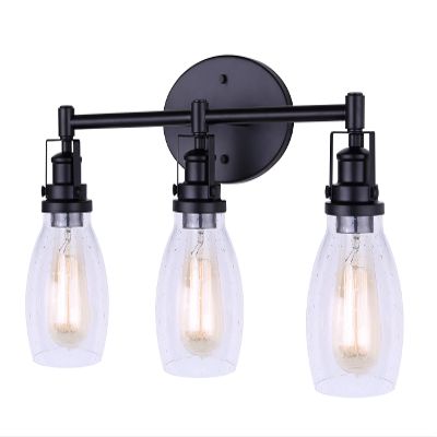 Canarm 1 Lt Vanity Carson Wall Fixture with Seeded Glass and Matte Black Finish (3 Lights)