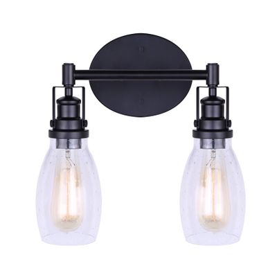 Canarm 1 Lt Vanity Carson Wall Fixture with Seeded Glass and Matte Black Finish (2 Lights)
