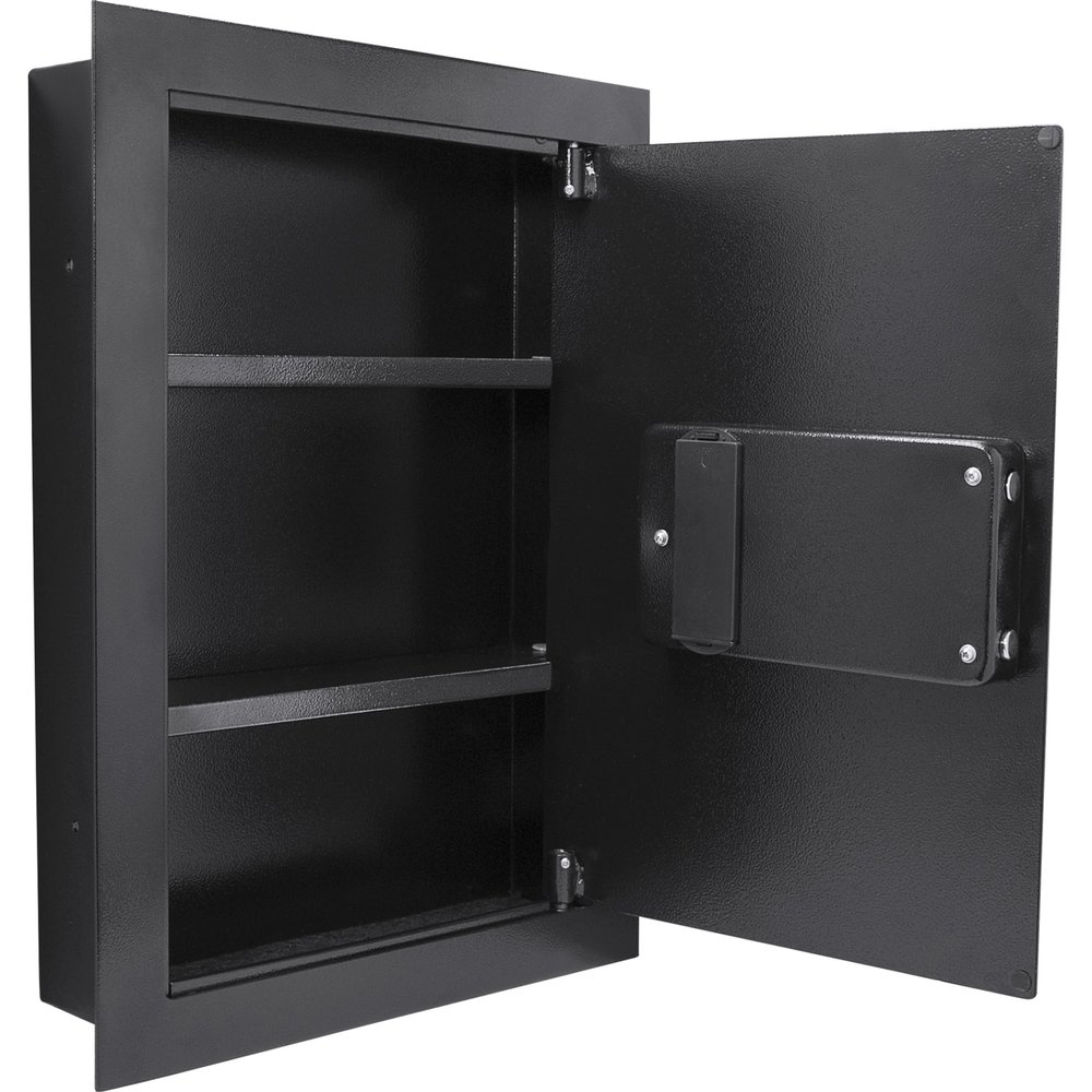 Barska Biometric Fingerprint Steel Wall Safe with Adjustable Shelves DOJ Certified with Pry-Resistant Deadbolts, Mountable for Home, Office, and Business Use