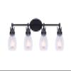 'Canarm Carson 4 Vanity Light in Matte Black with Seeded Glass - Easy Connect' view 1