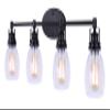 'Canarm Carson 4 Vanity Light in Matte Black with Seeded Glass - Easy Connect' view 3