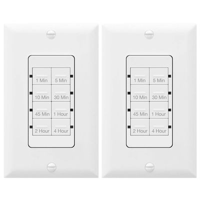 TOPGREENER Countdown Timer Switch, for Bathroom Exhaust Fan, Lights, 2 Pack