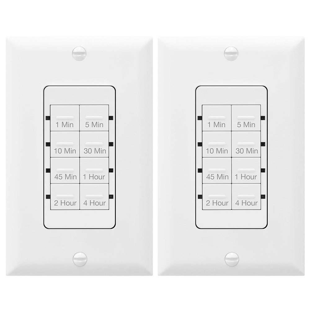 TOPGREENER Countdown Timer Switch, for Bathroom Exhaust Fan, Lights, 2 Pack